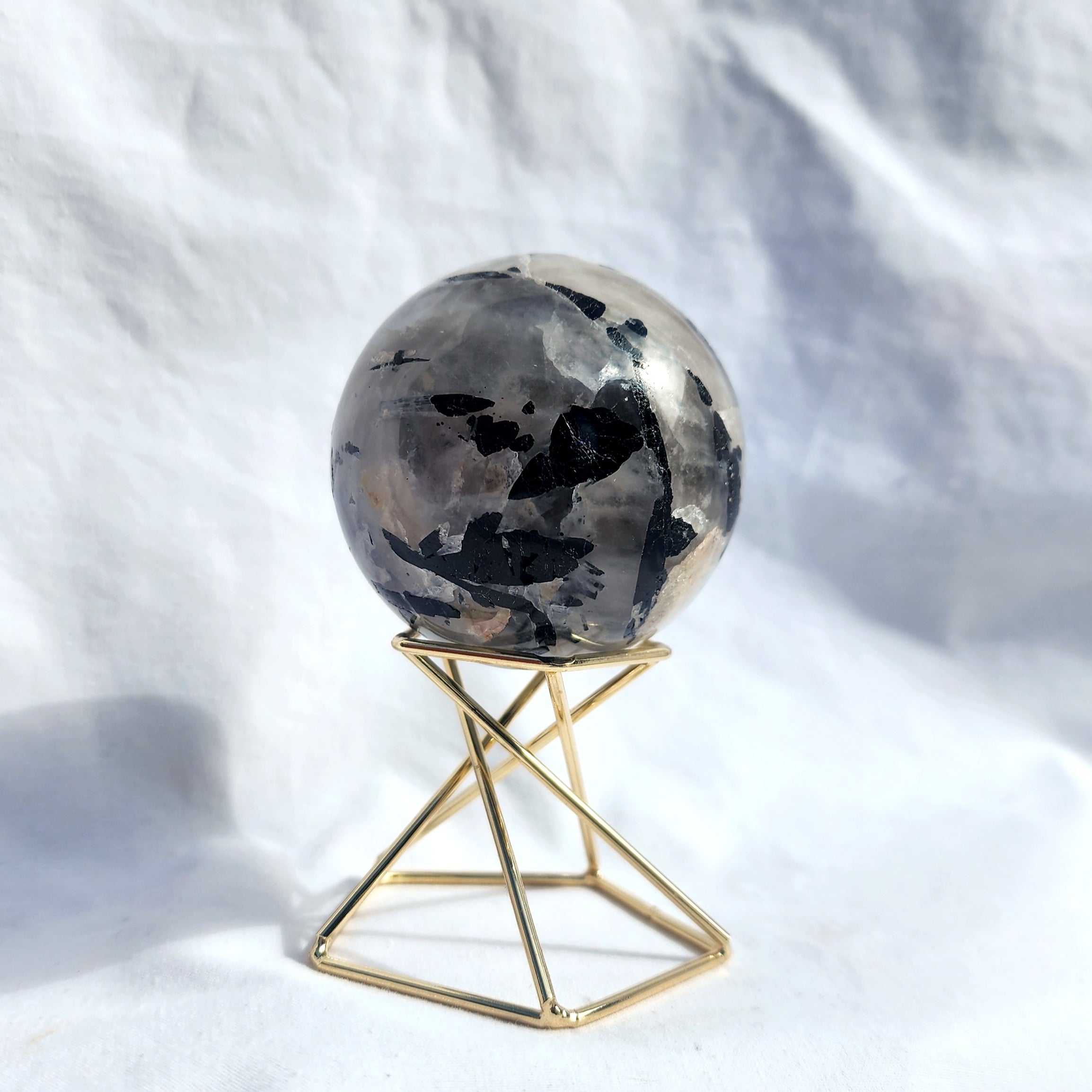 Tourmaline in Quartz Sphere