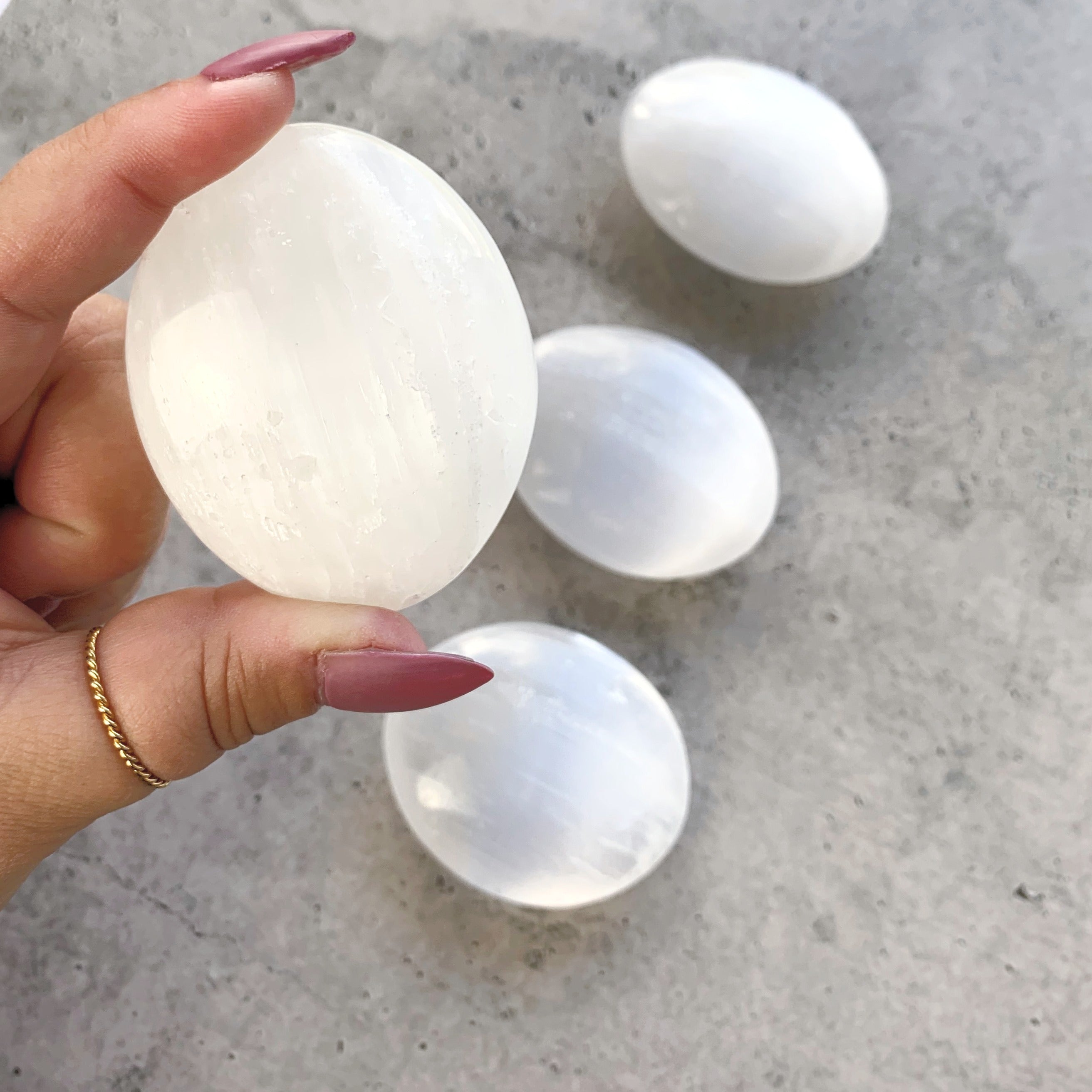 Selenite Palm Stones