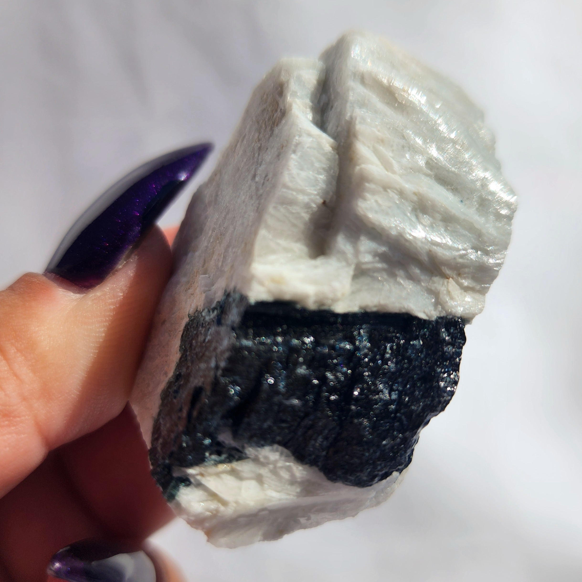 Black Tourmaline in Feldspar Raw Chunk