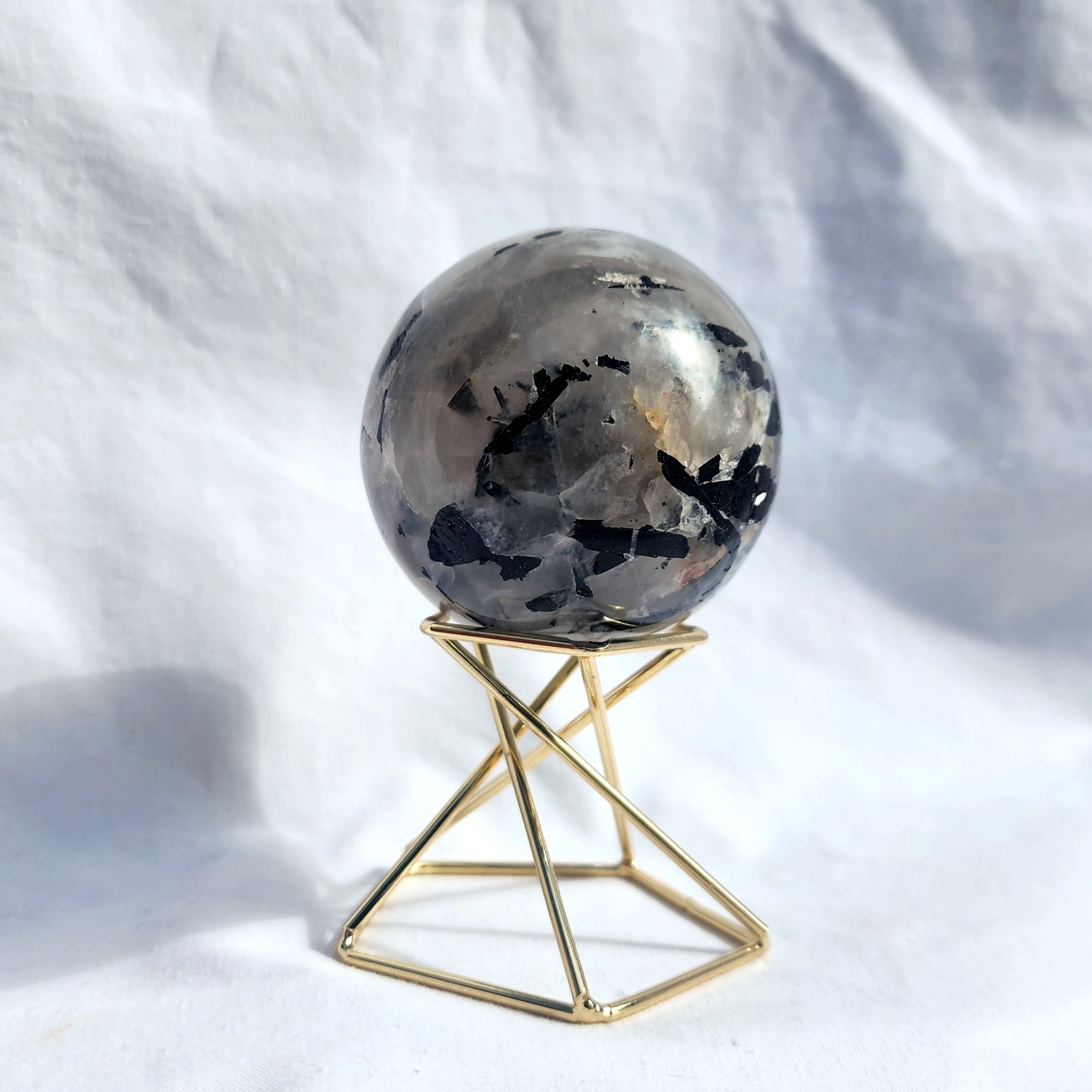 Tourmaline in Quartz Sphere