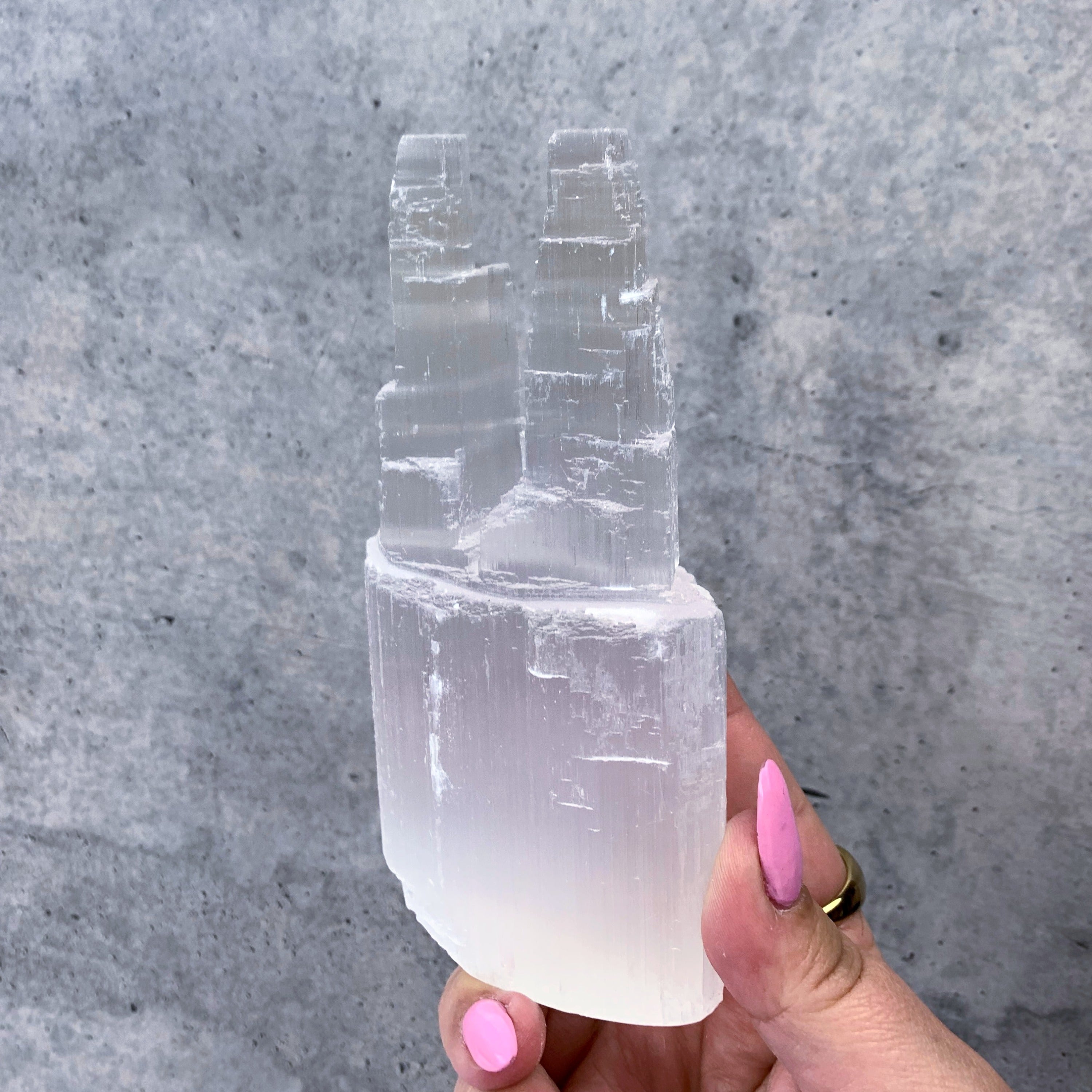 Selenite Twin Tower | Medium