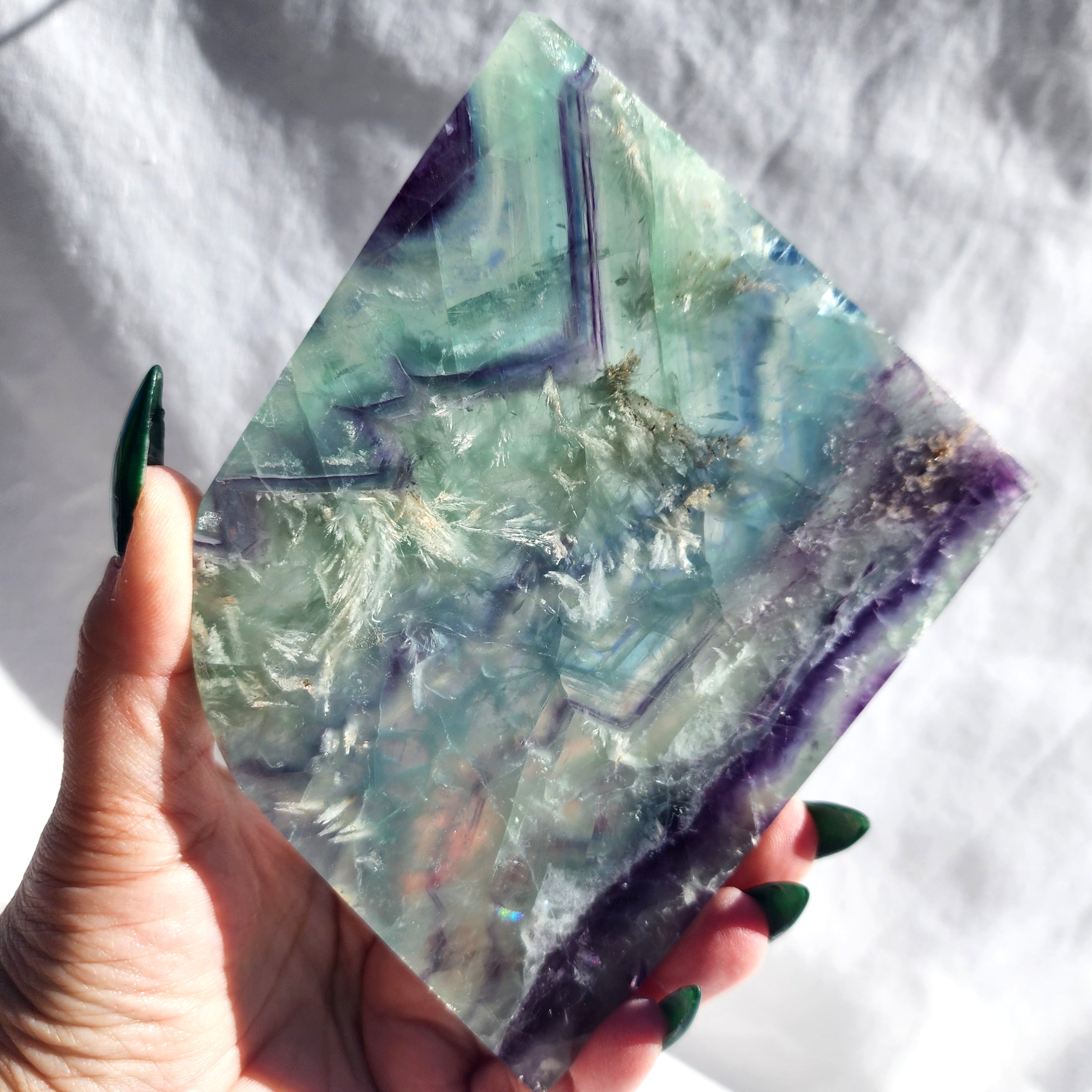 Feather Fluorite Slice