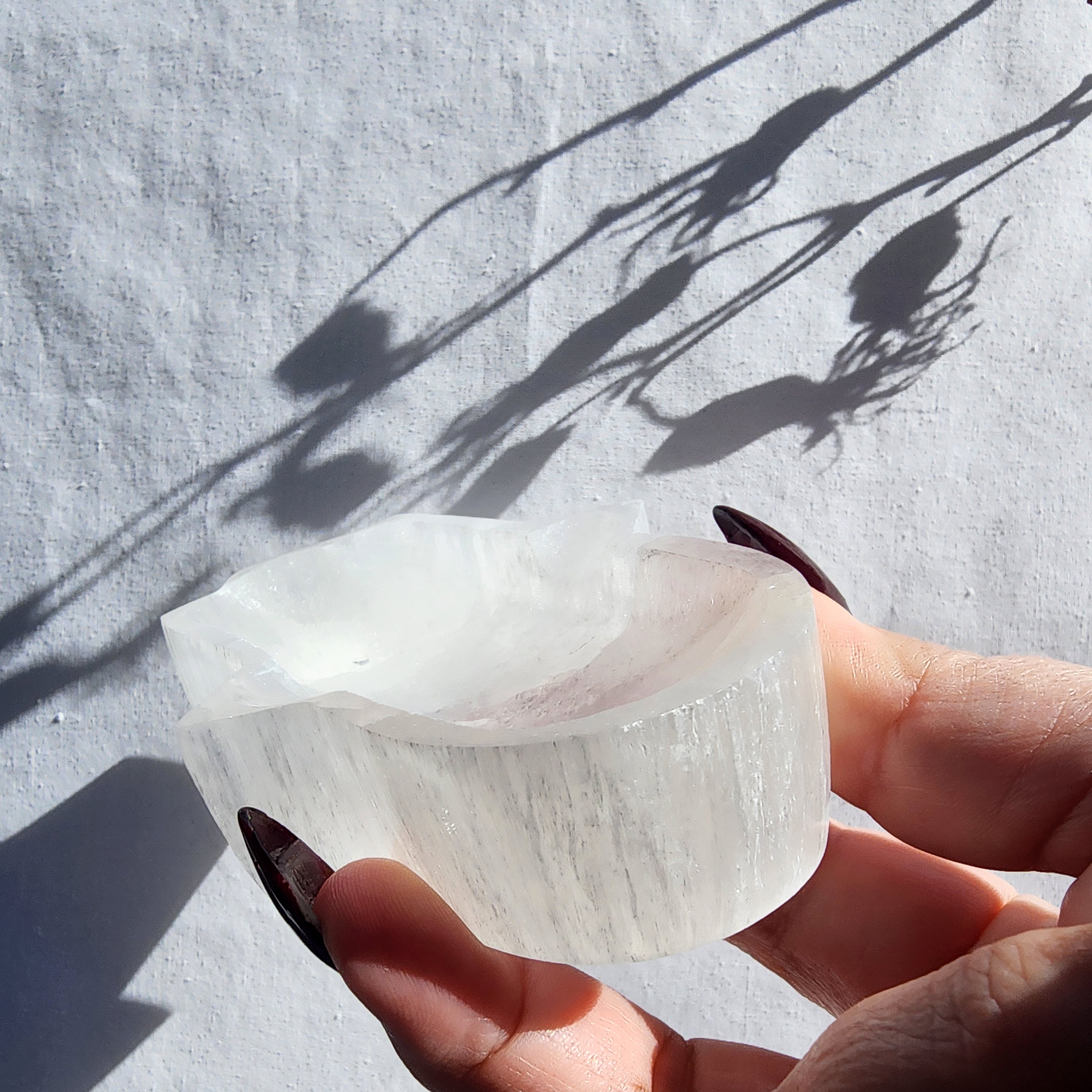 Selenite Hamsa Hand Trinket Bowl
