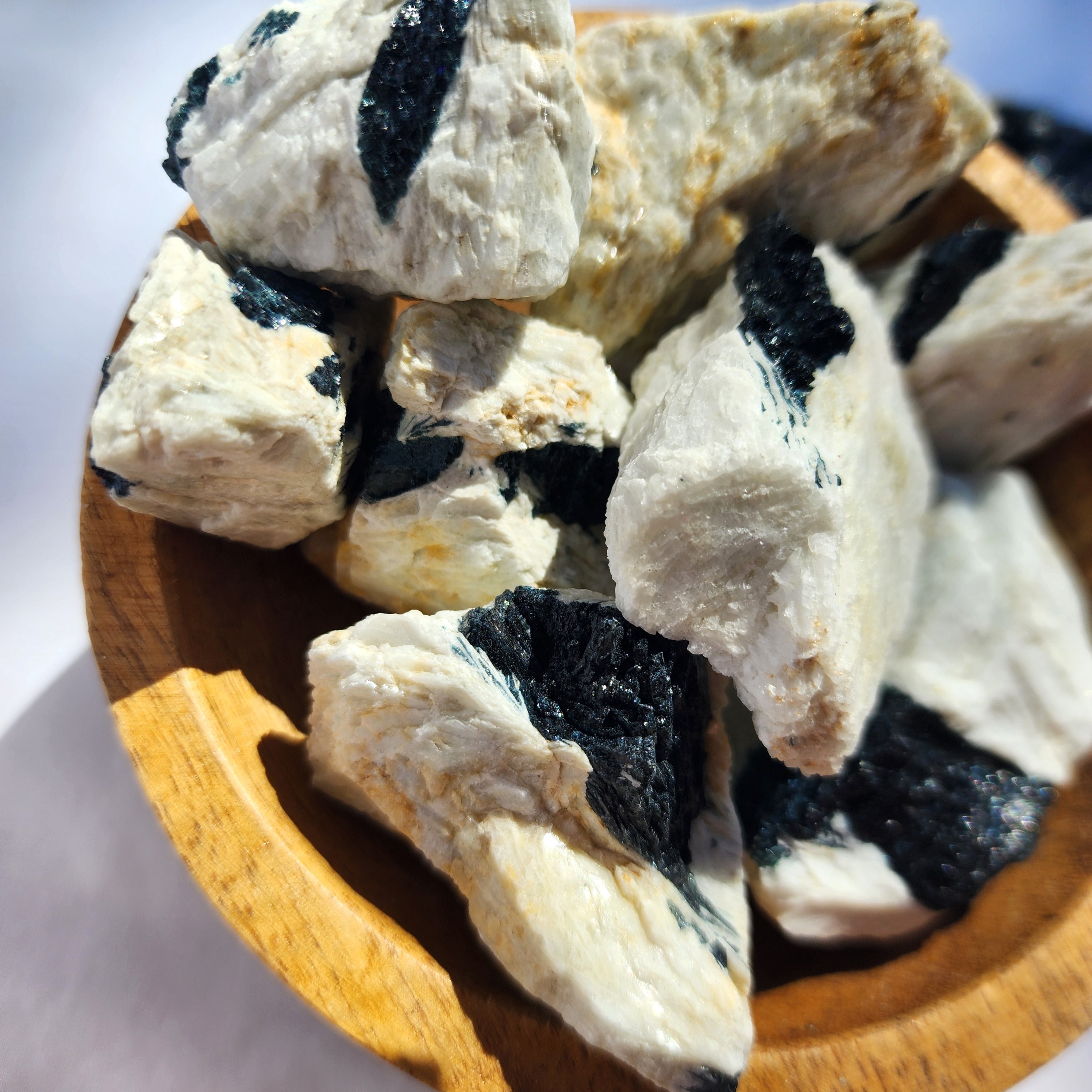 Black Tourmaline in Feldspar Raw Chunk