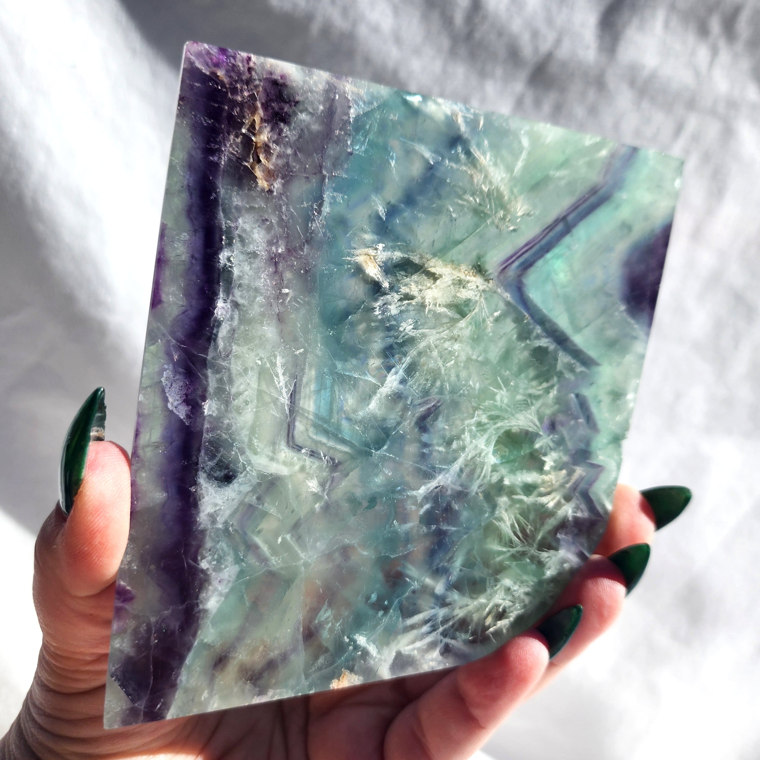 Feather Fluorite Slice