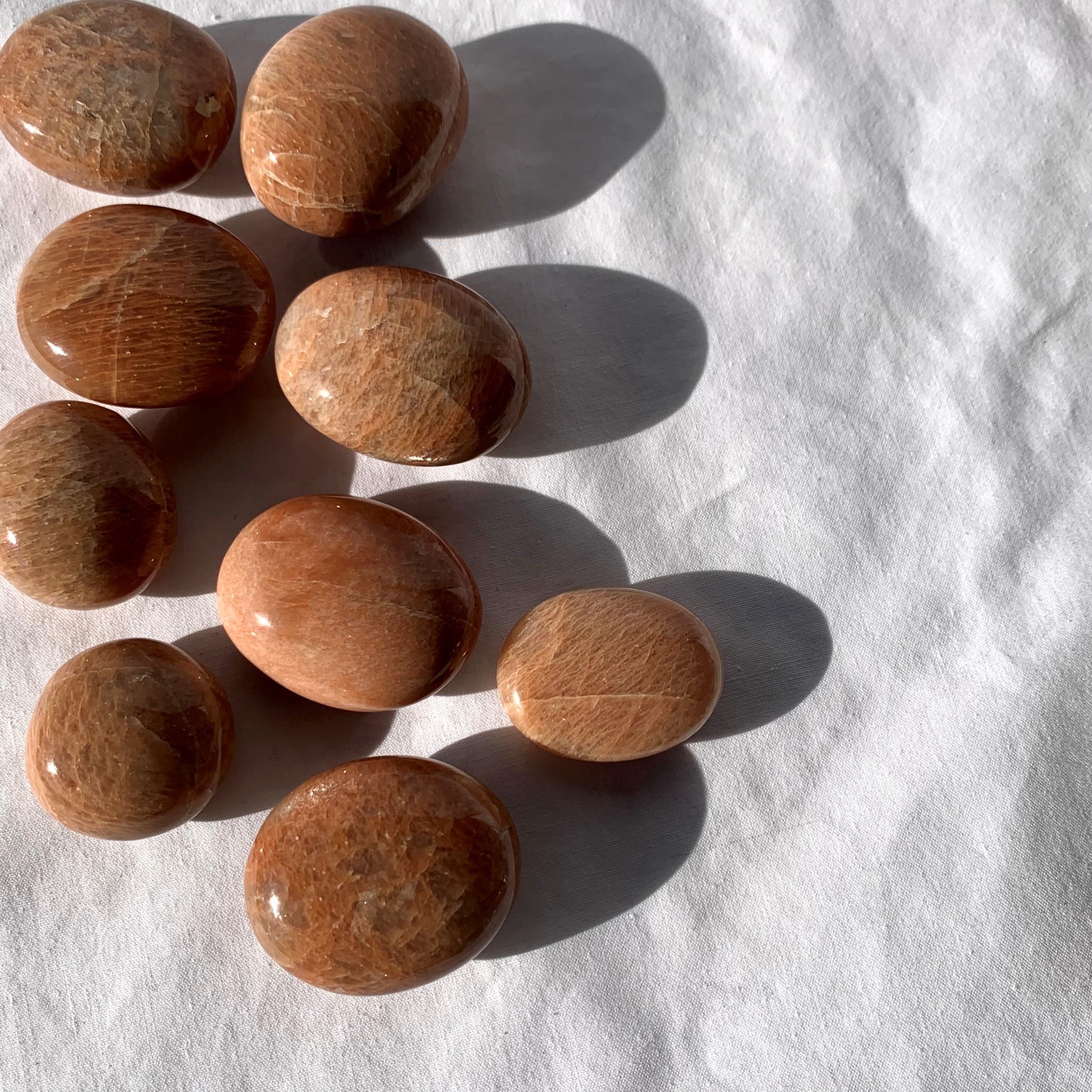 Peach Moonstone Palm Stone | Small