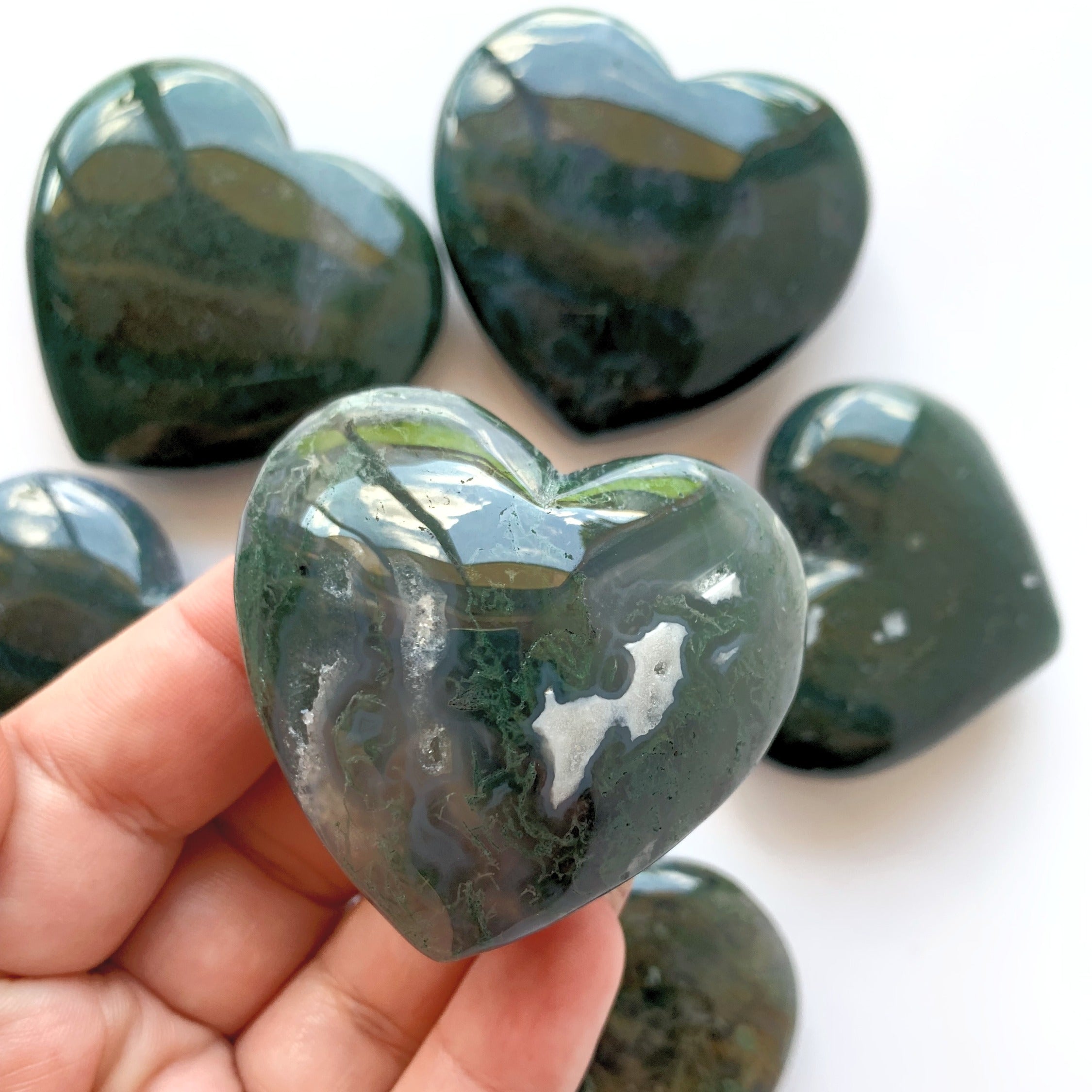 Moss Agate Heart | Medium