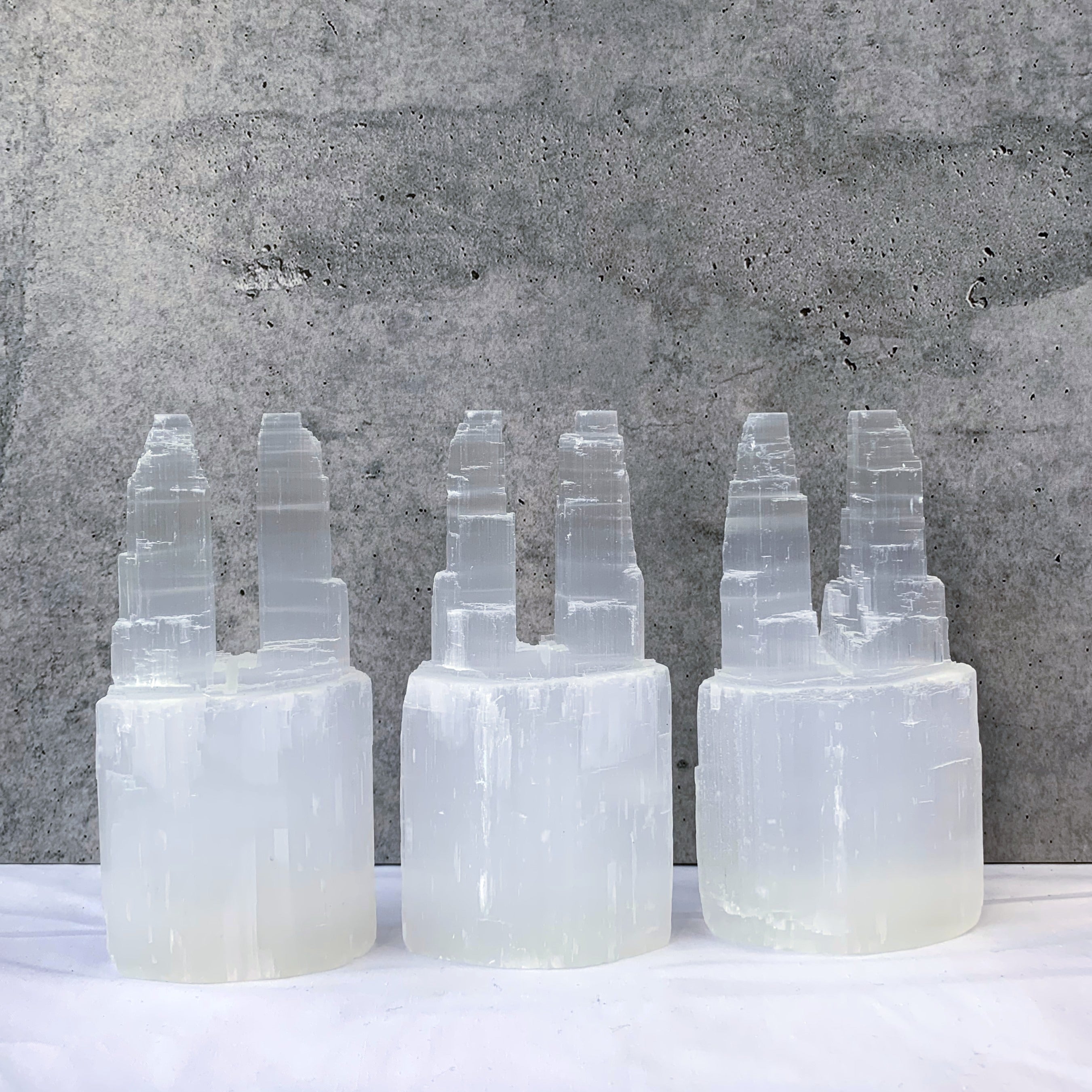 Selenite Twin Tower | Medium