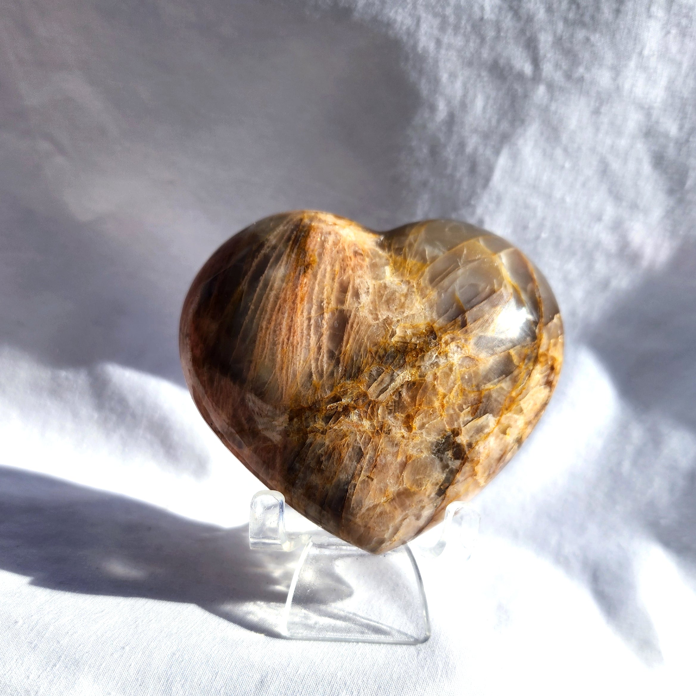 Peach Moonstone Puffy Heart