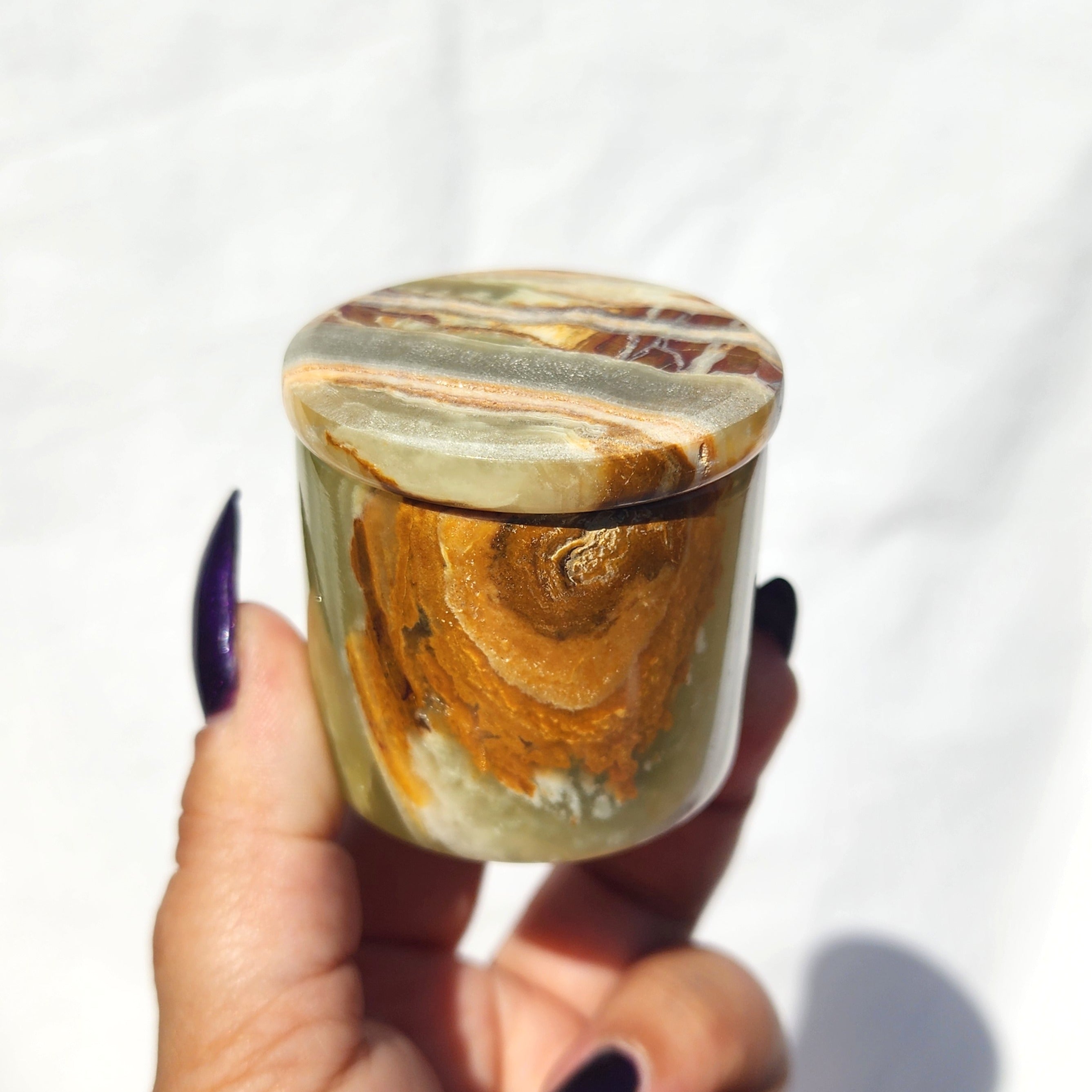 Green Onyx Mini Round Box