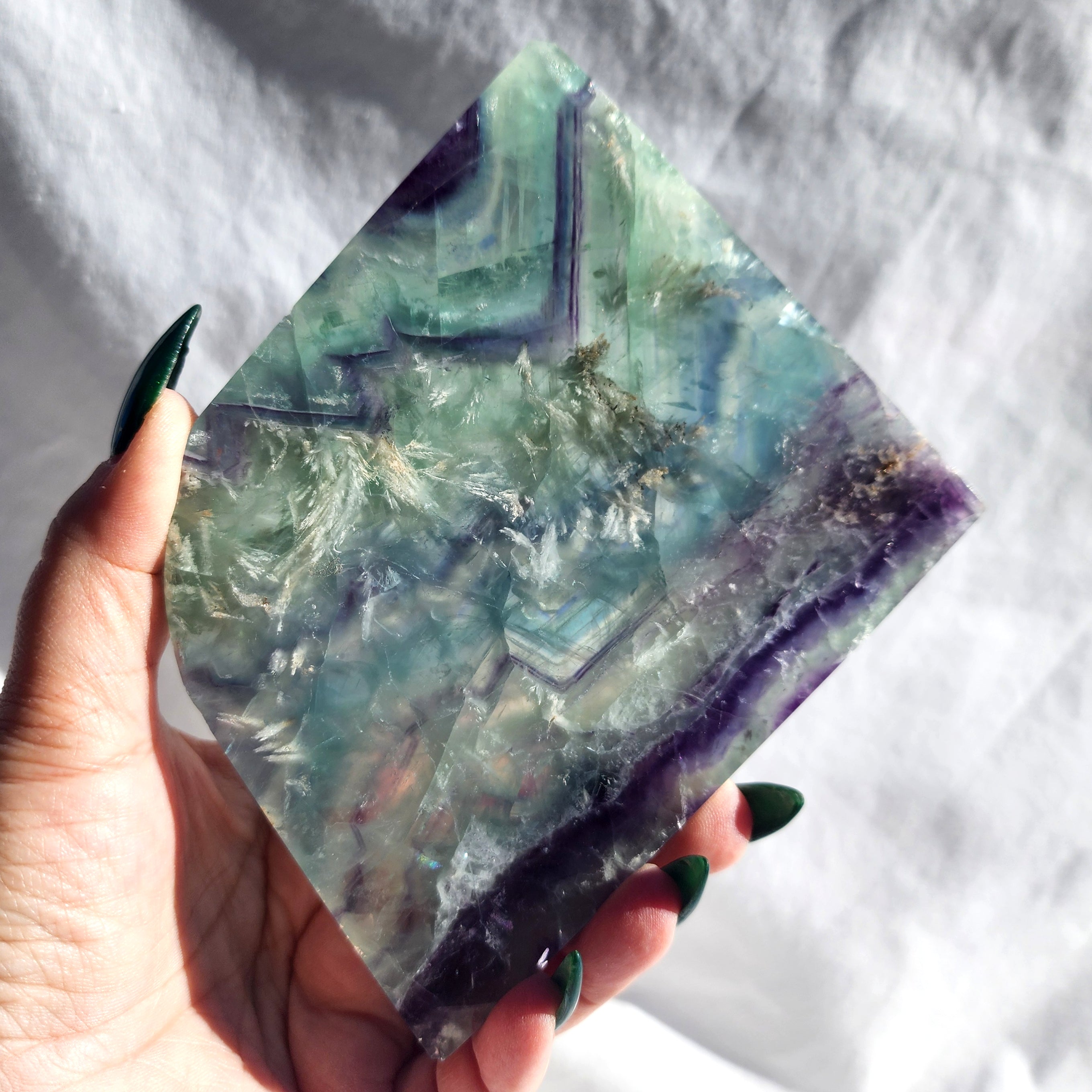 Feather Fluorite Slice