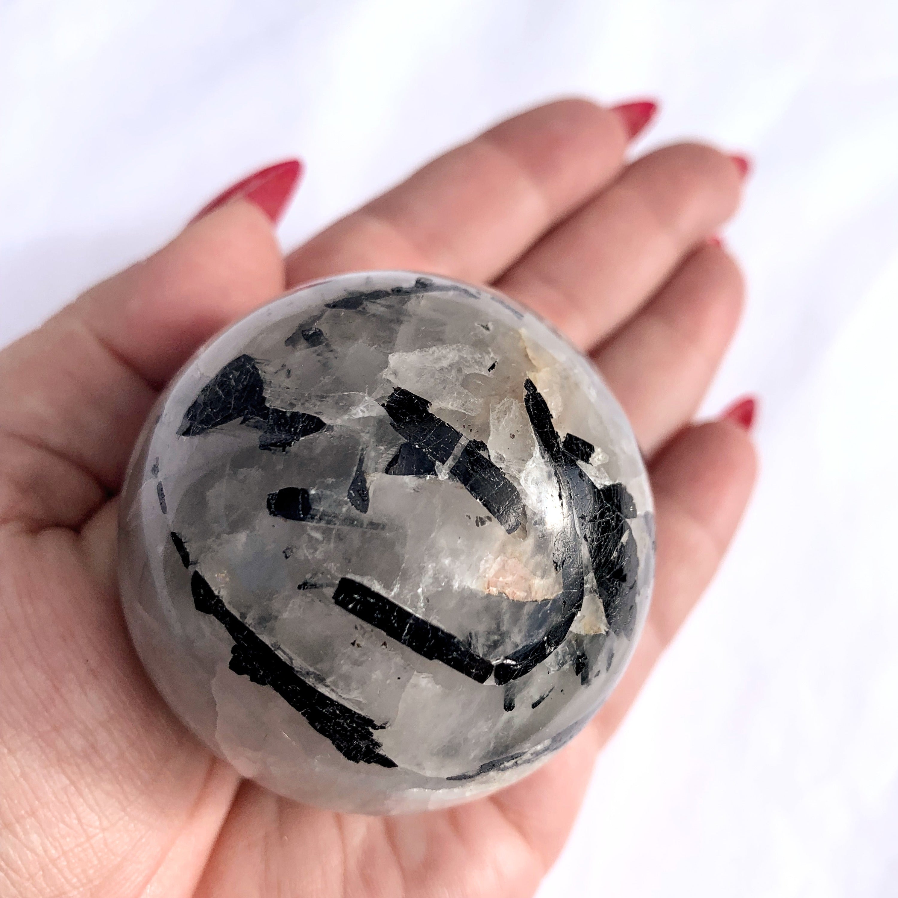 Tourmaline in Quartz Sphere