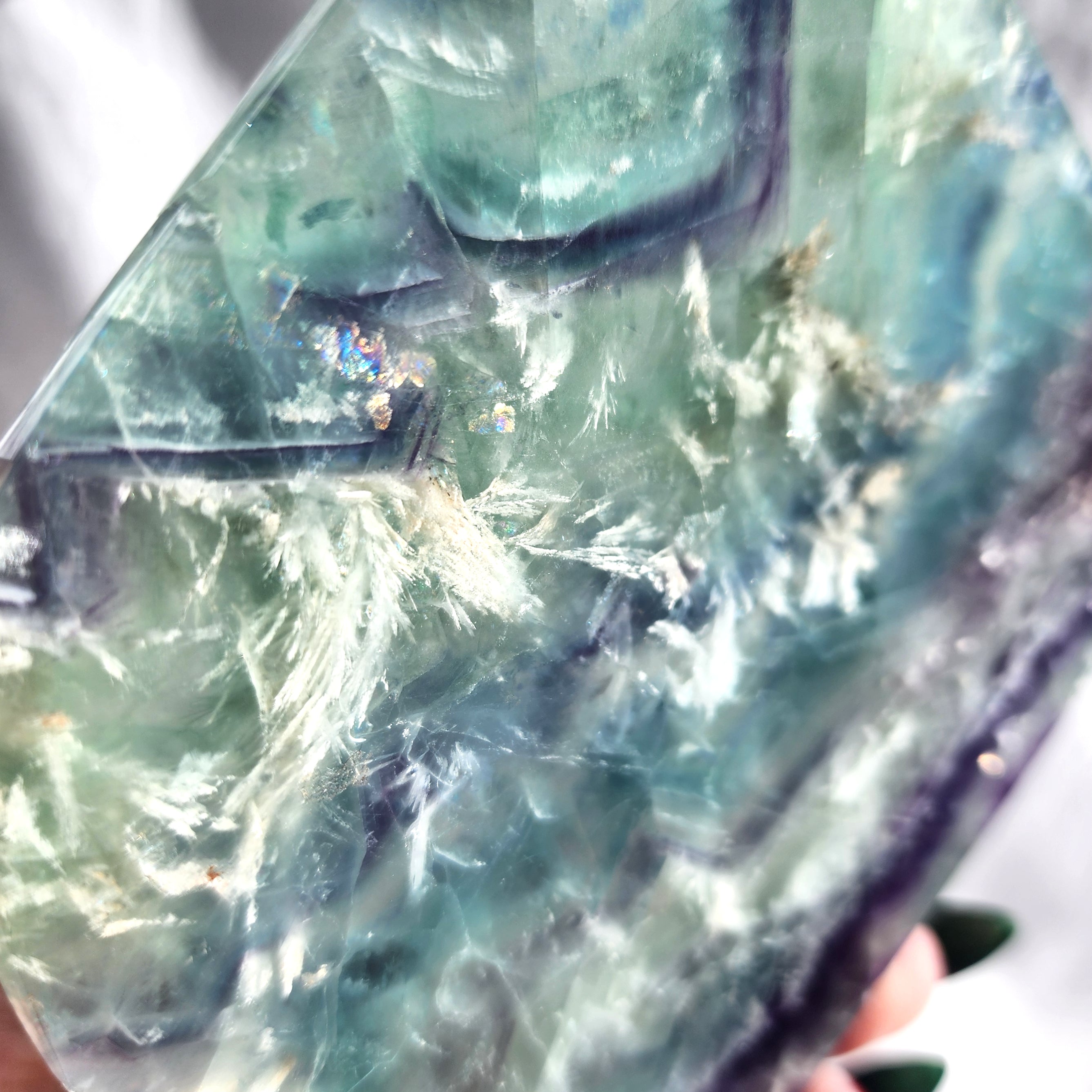 Feather Fluorite Slice