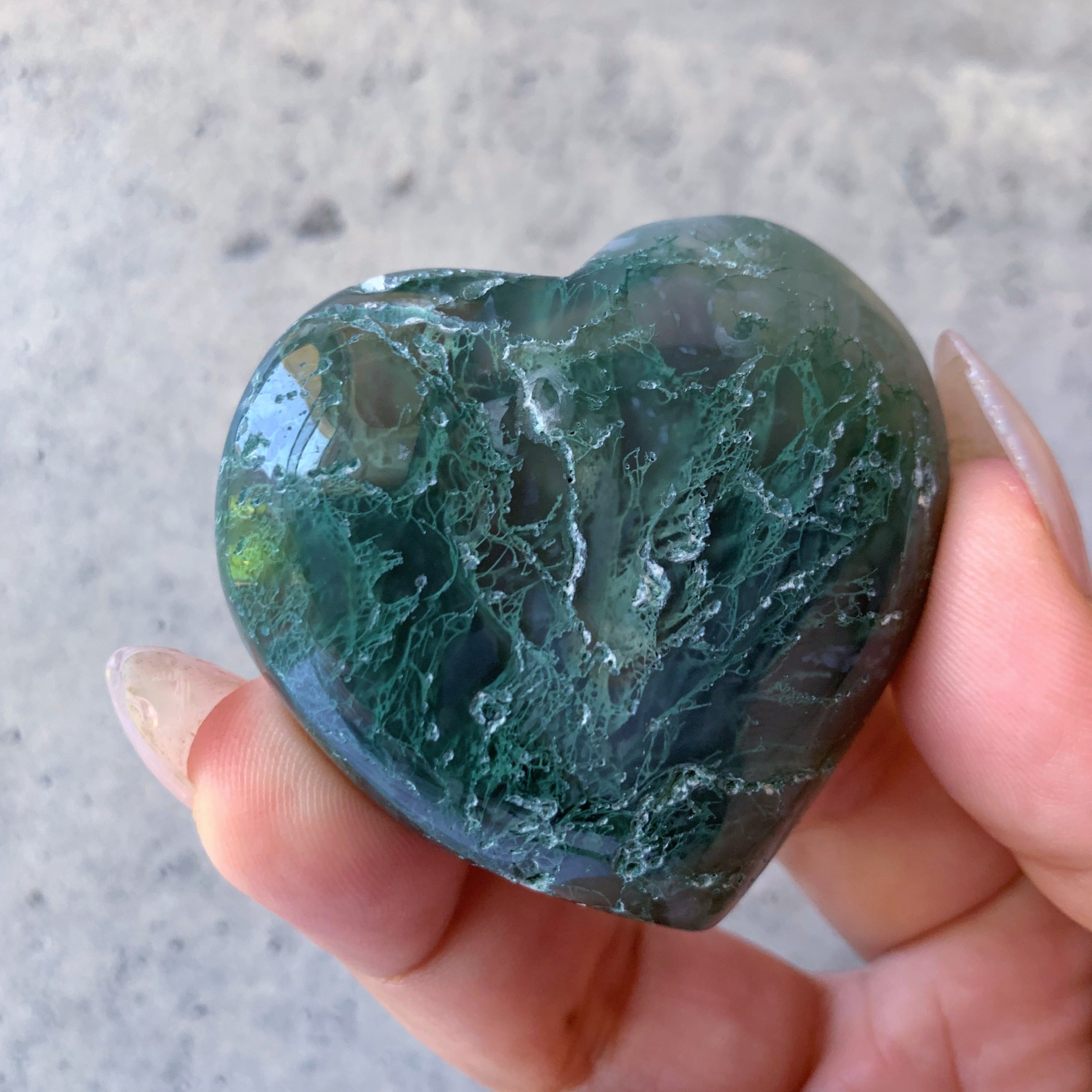 Moss Agate Heart | Large