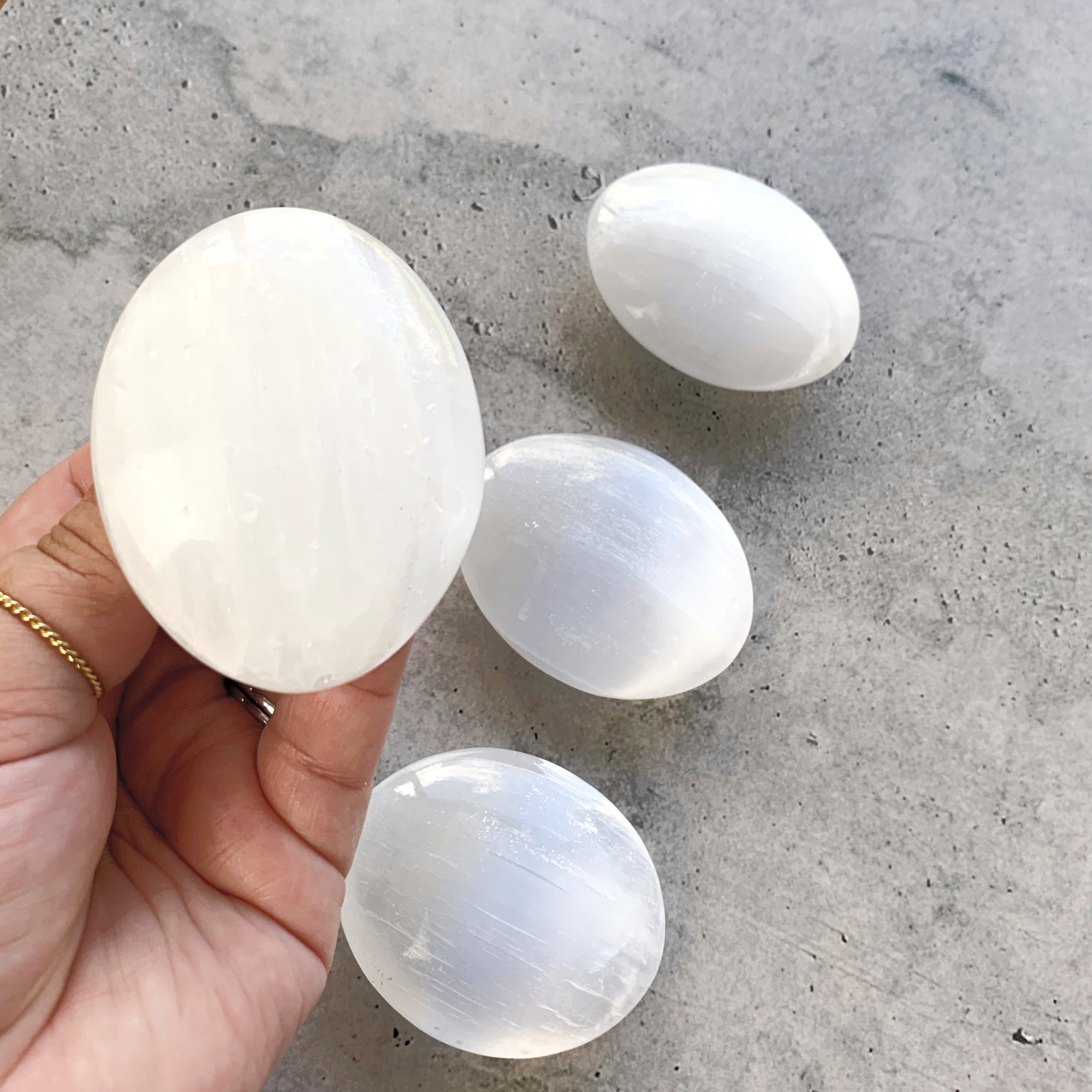 Selenite Palm Stones