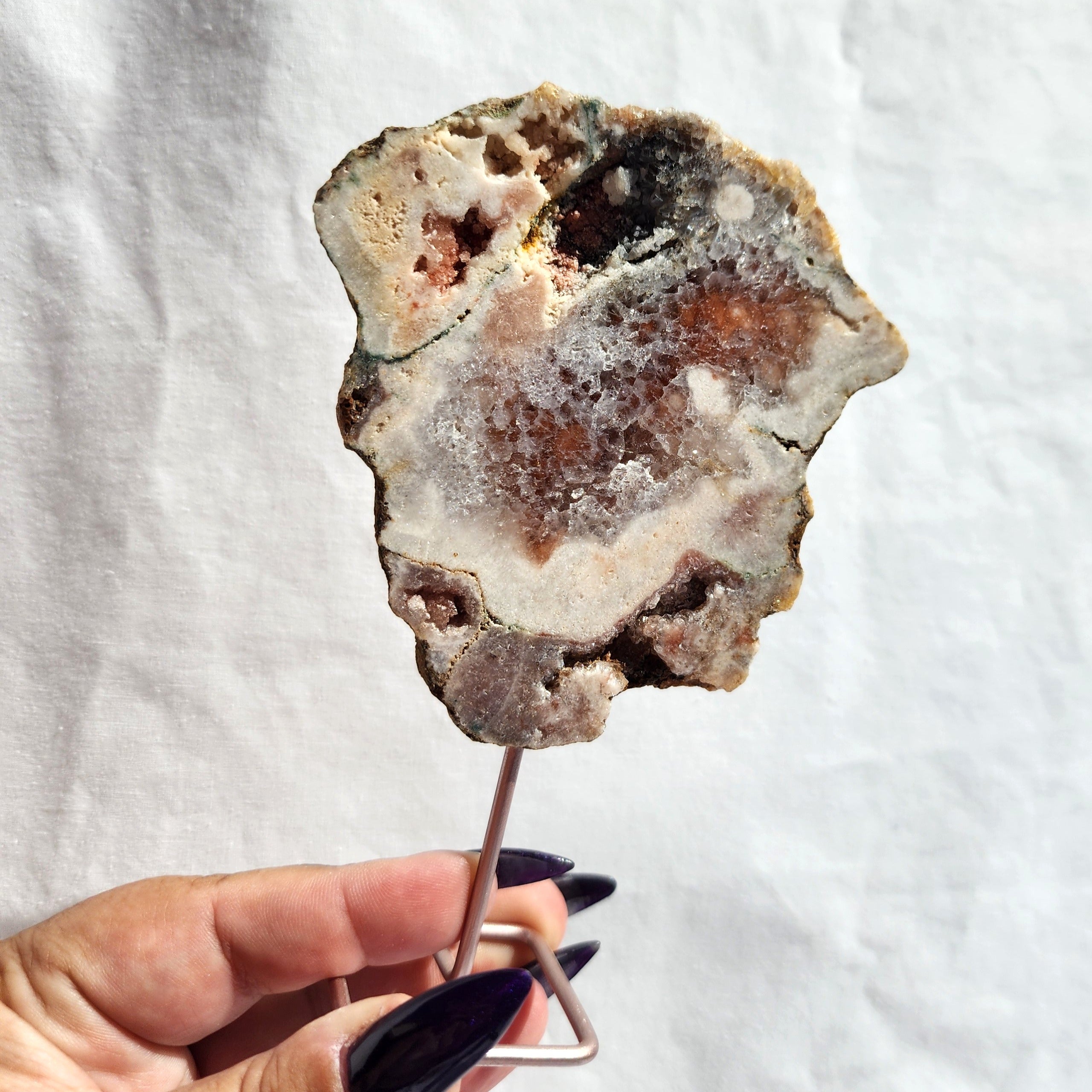 Pink Amethyst Slice on Stand