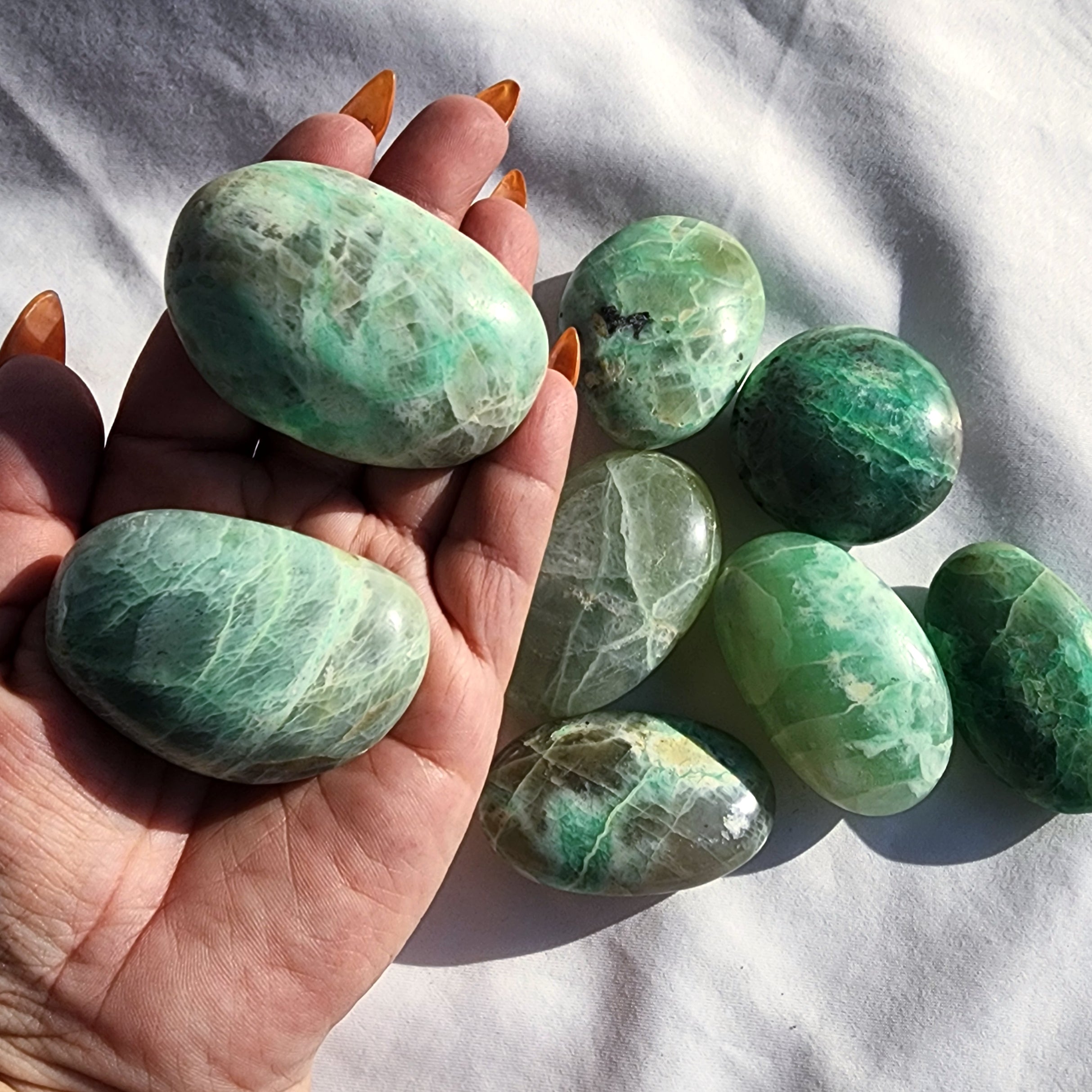 Green Moonstone Palmstone | Medium