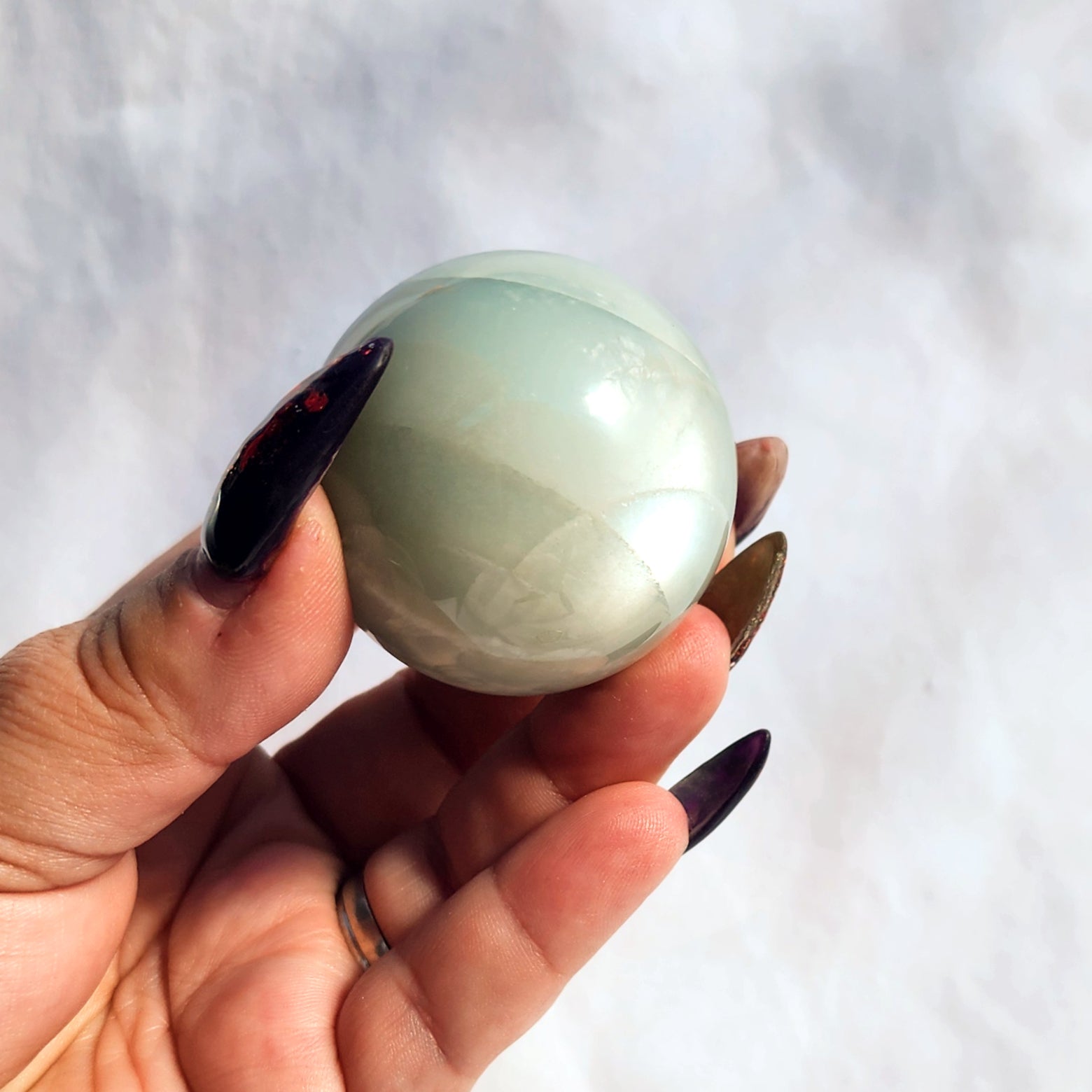 Silky Sage Green Moonstone Sphere