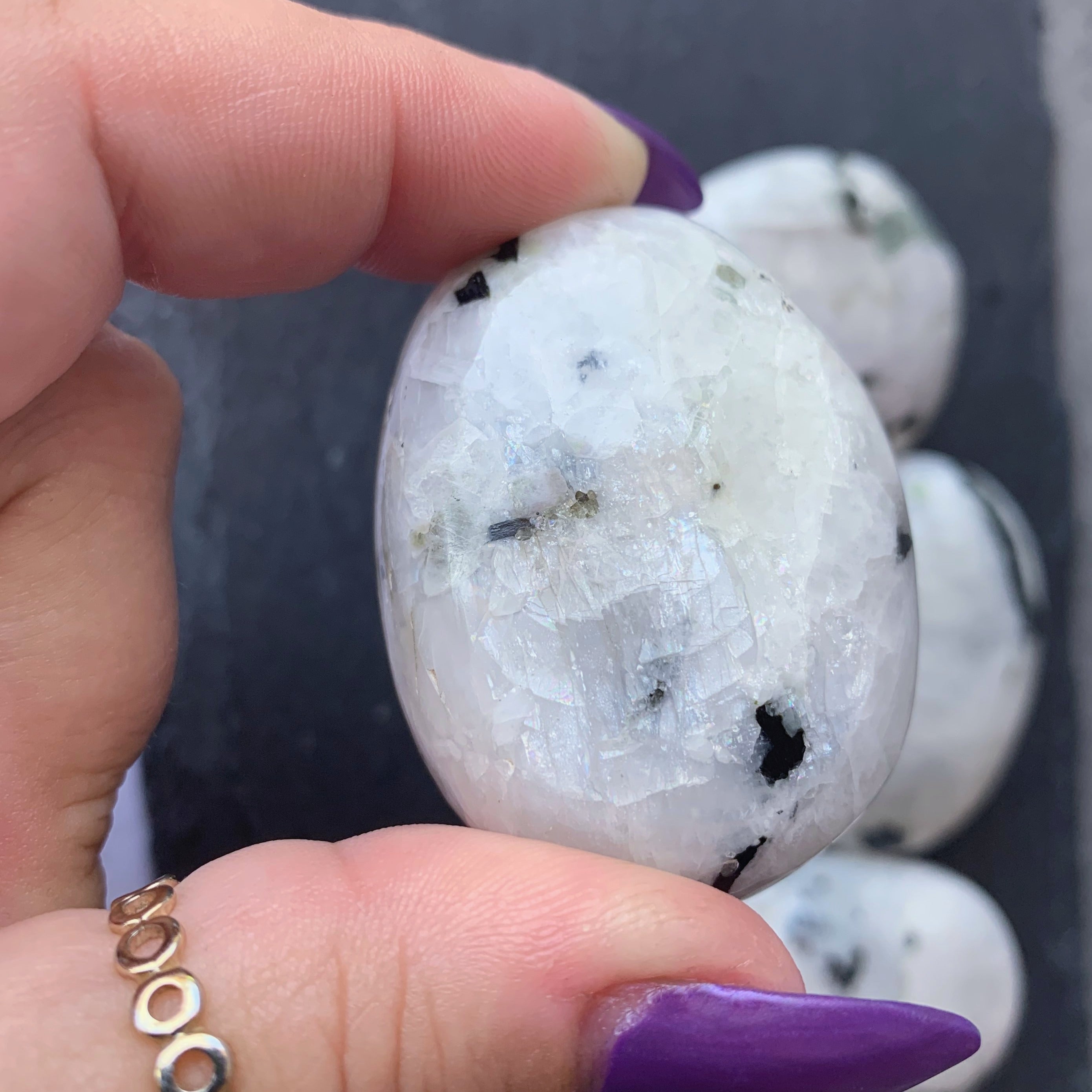 Rainbow Moonstone Palmstone | Medium