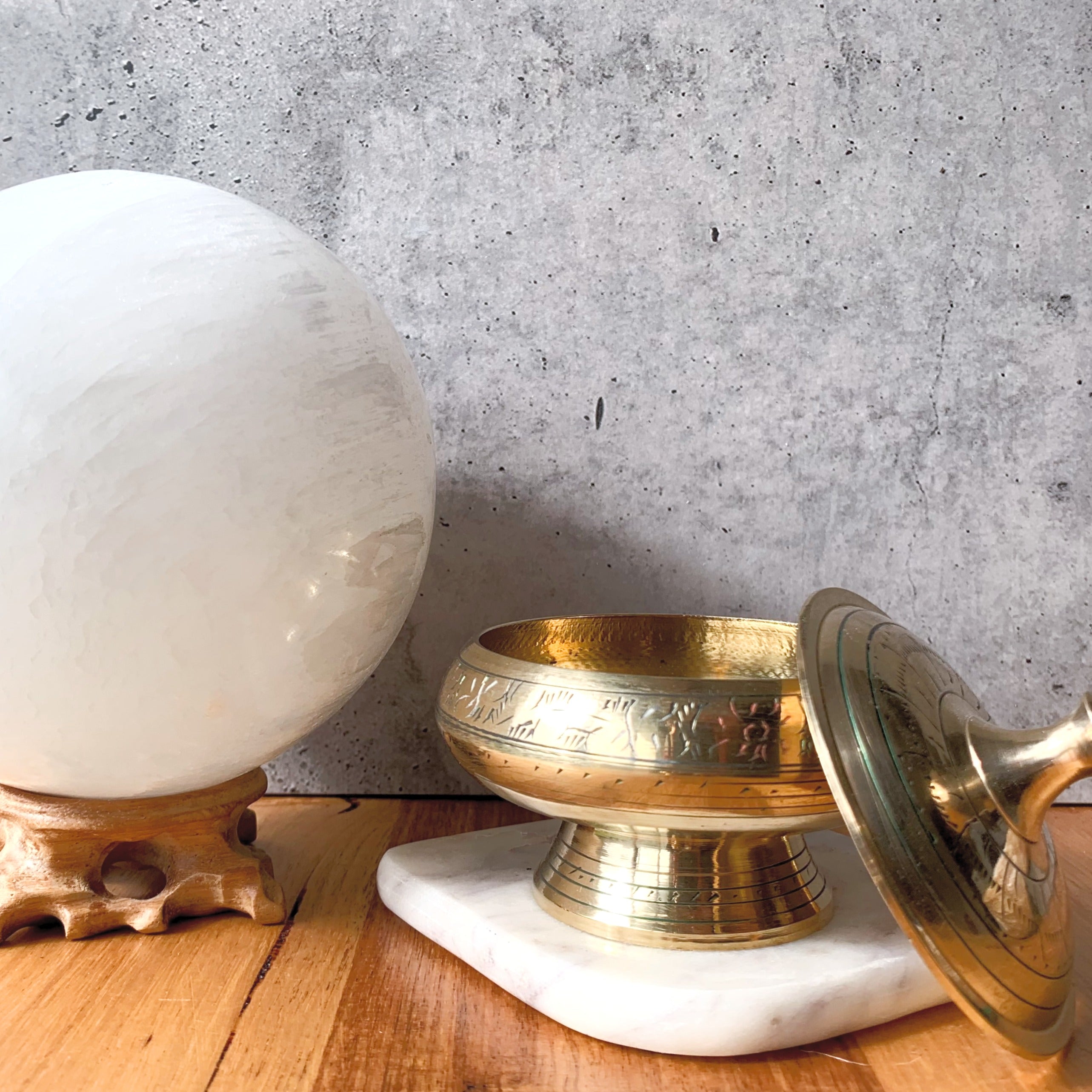 Engraved Brass Incense Charcoal Pot  Burner with Lid