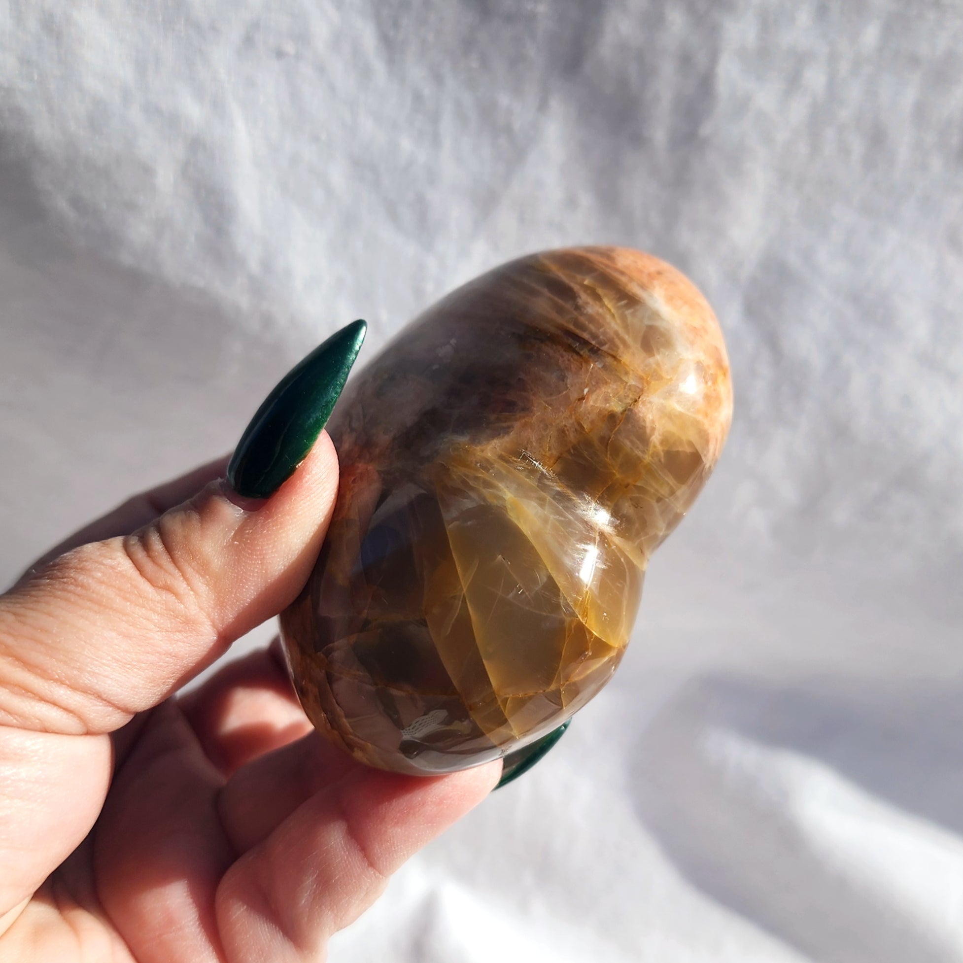 Peach Moonstone Puffy Heart