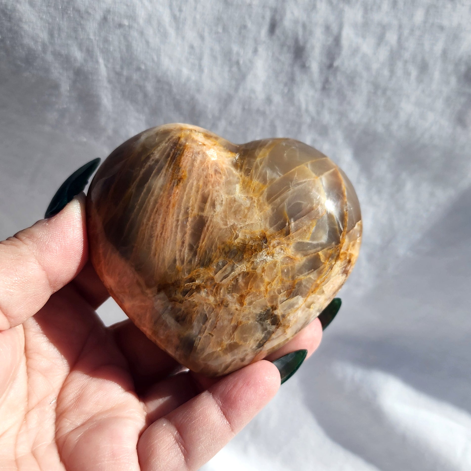 Peach Moonstone Puffy Heart