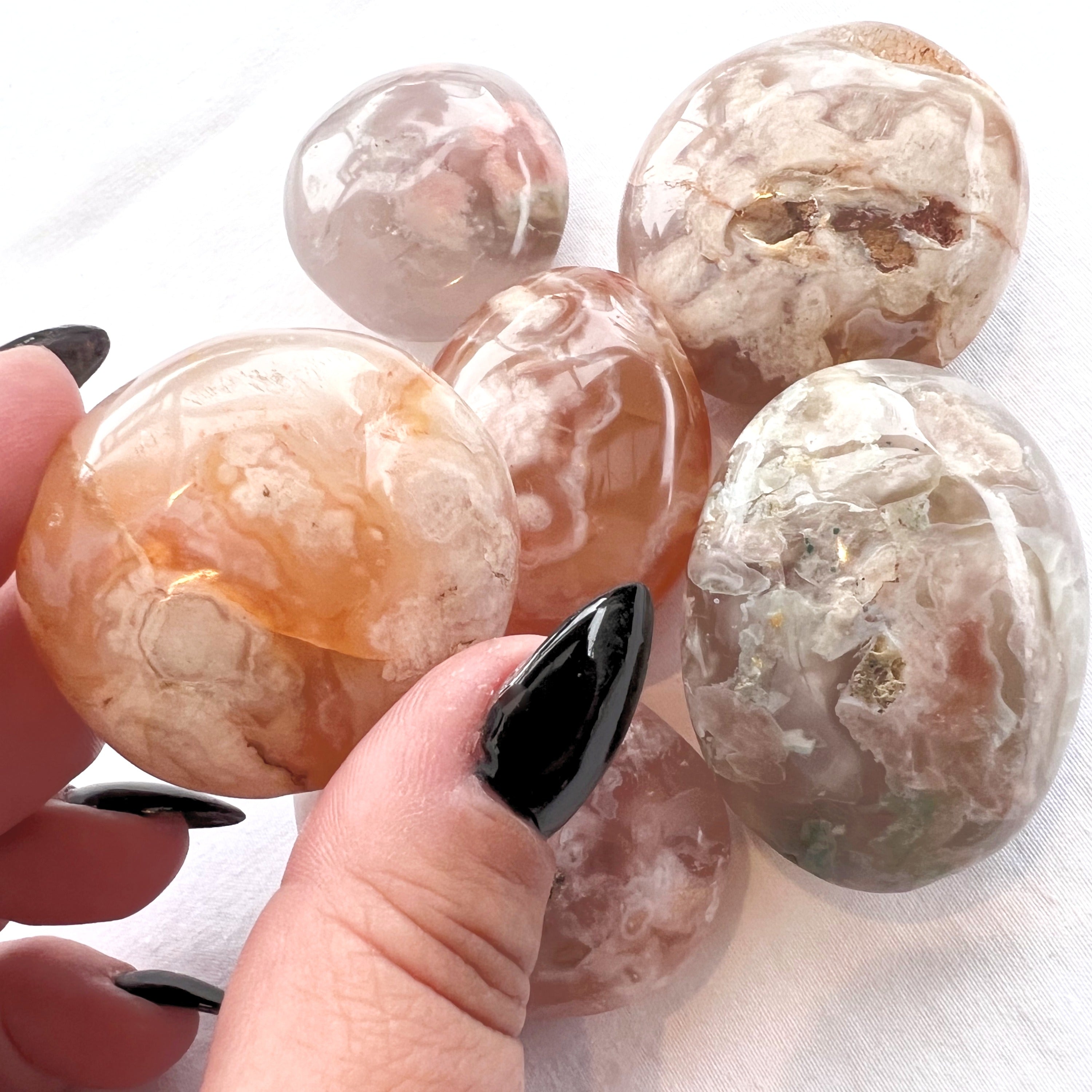 Flower Agate Palm Stone | Small