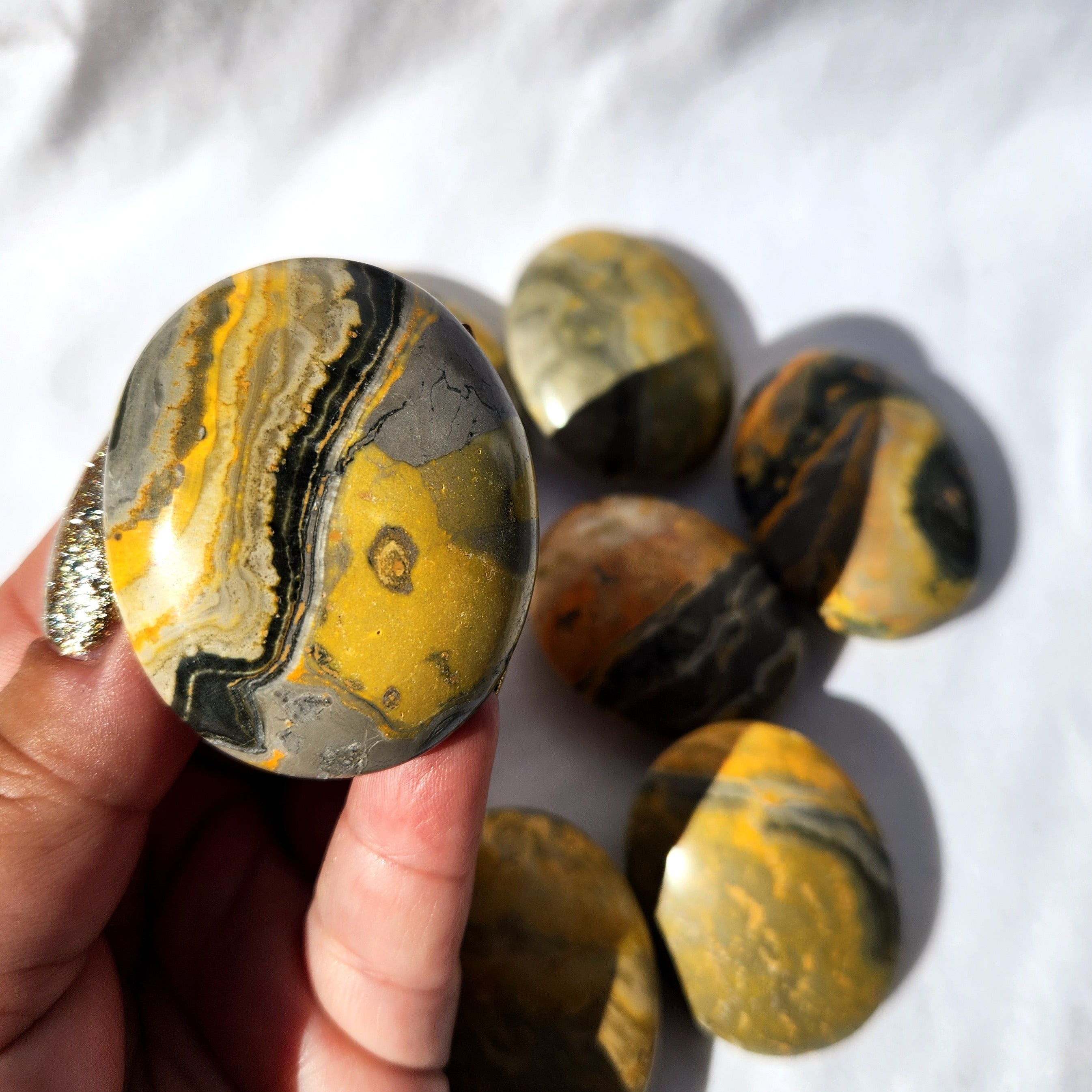 Bumblebee Jasper Palm Stone