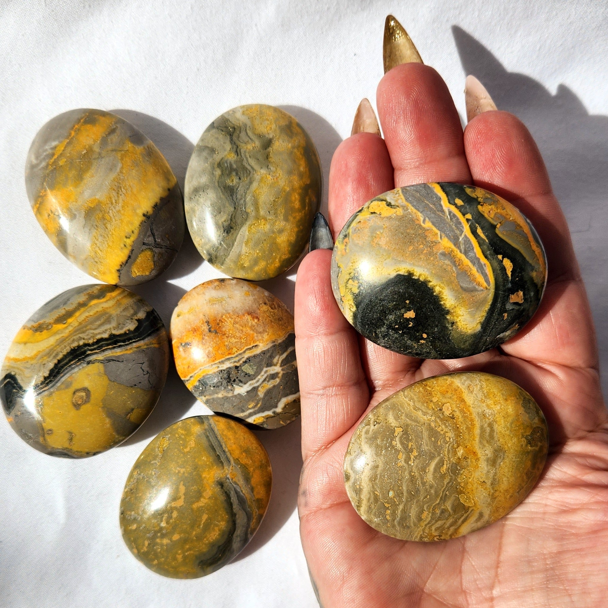 Bumblebee Jasper Palm Stone
