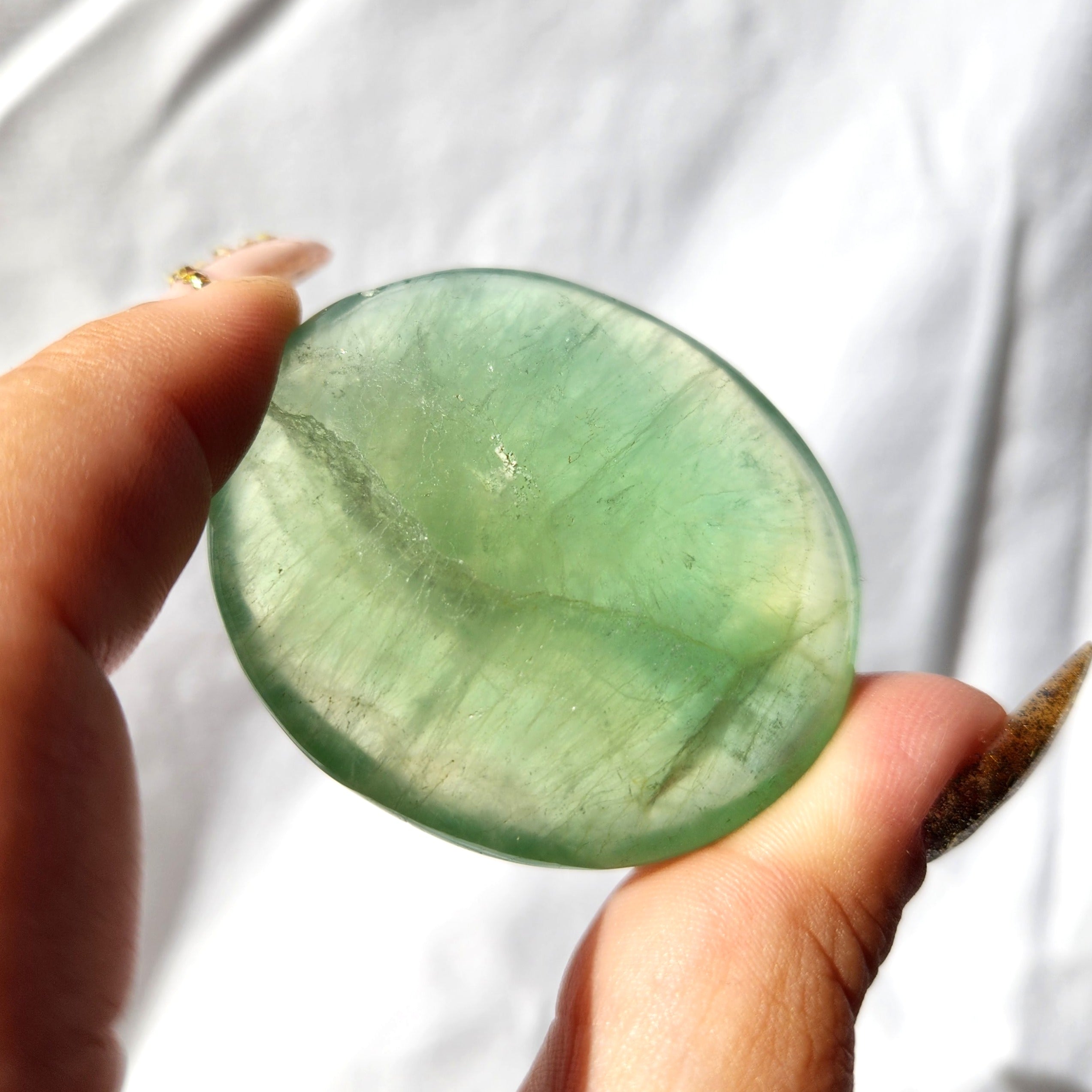 Green Fluorite Palm Stone
