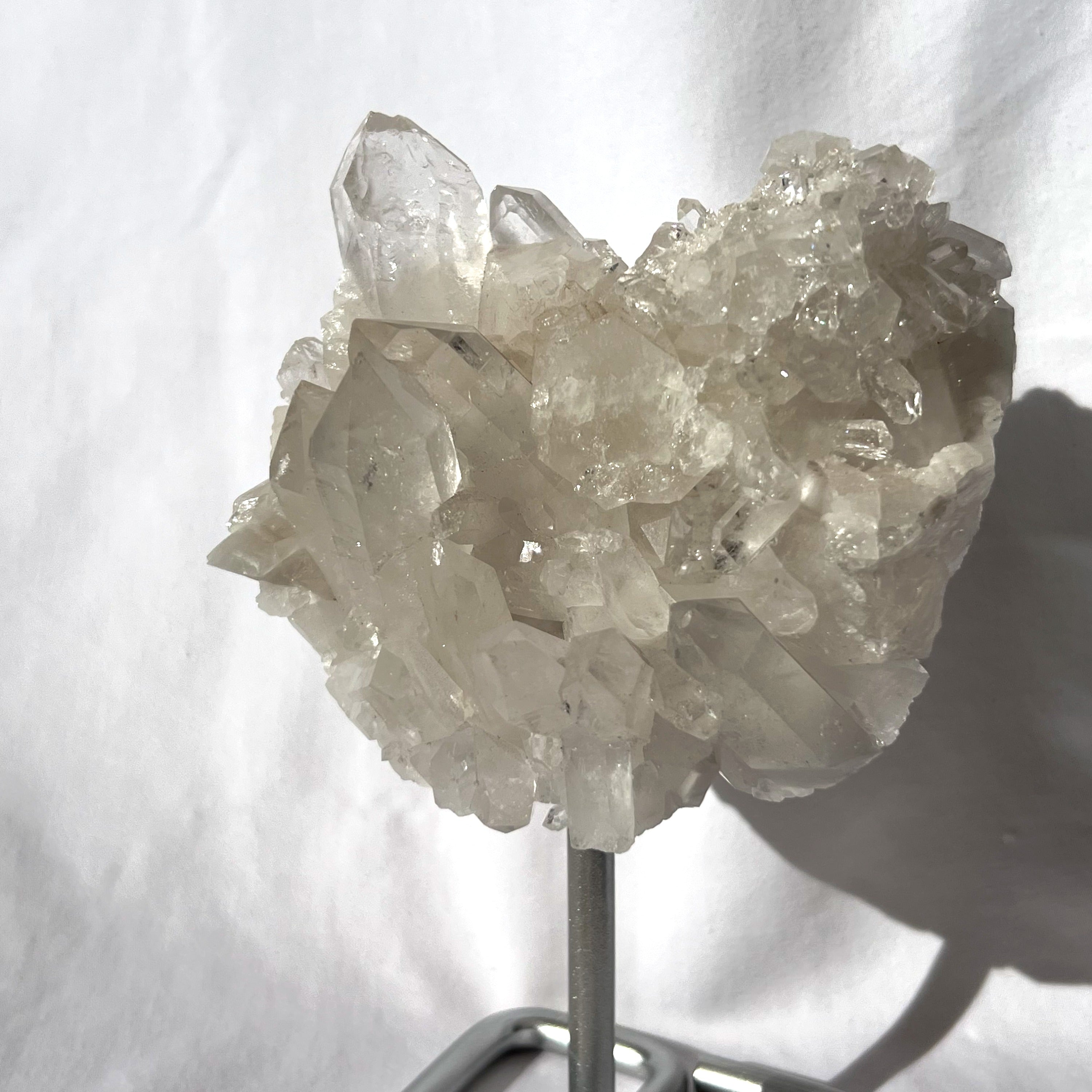 Clear Quartz Cluster on Silver Stand