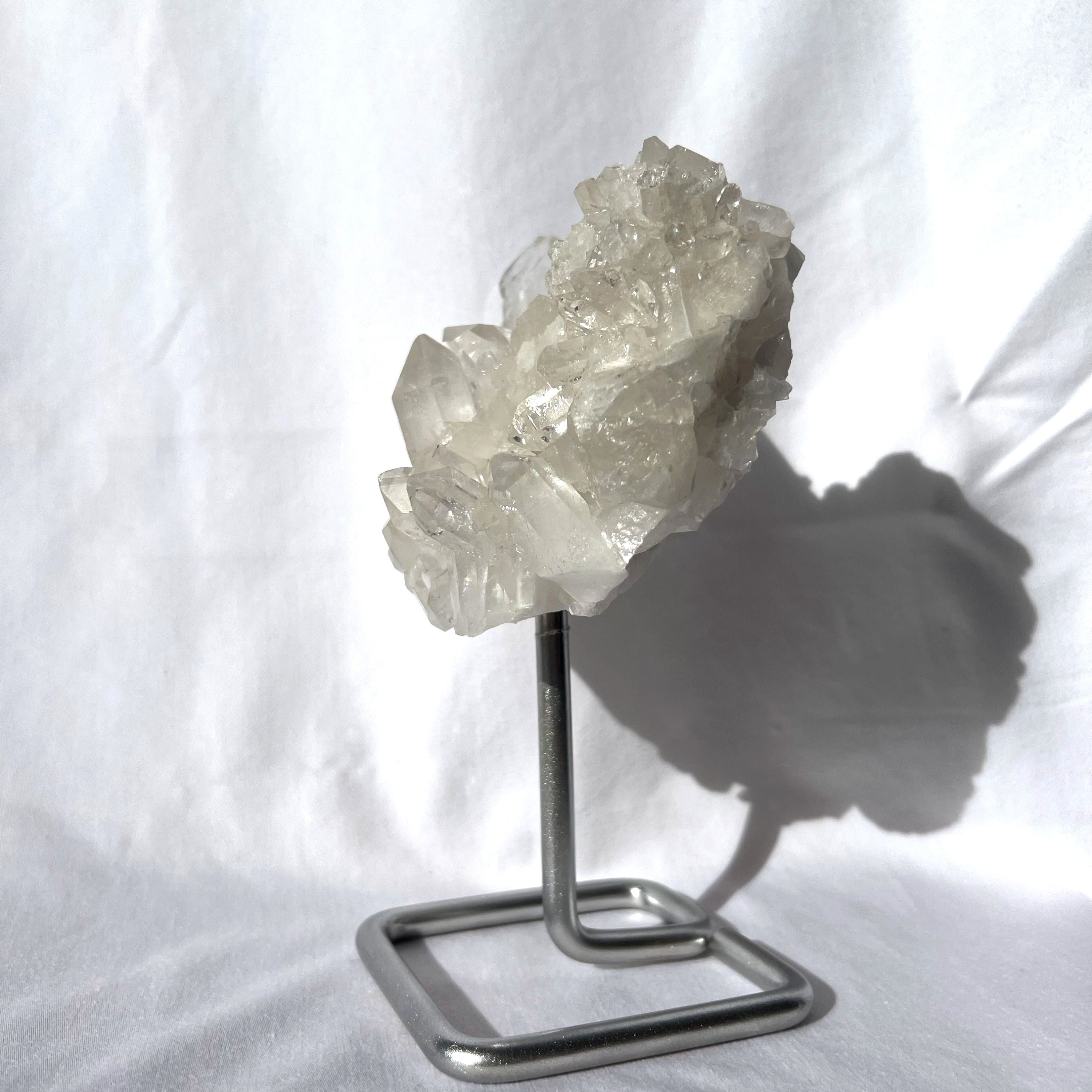 Clear Quartz Cluster on Silver Stand