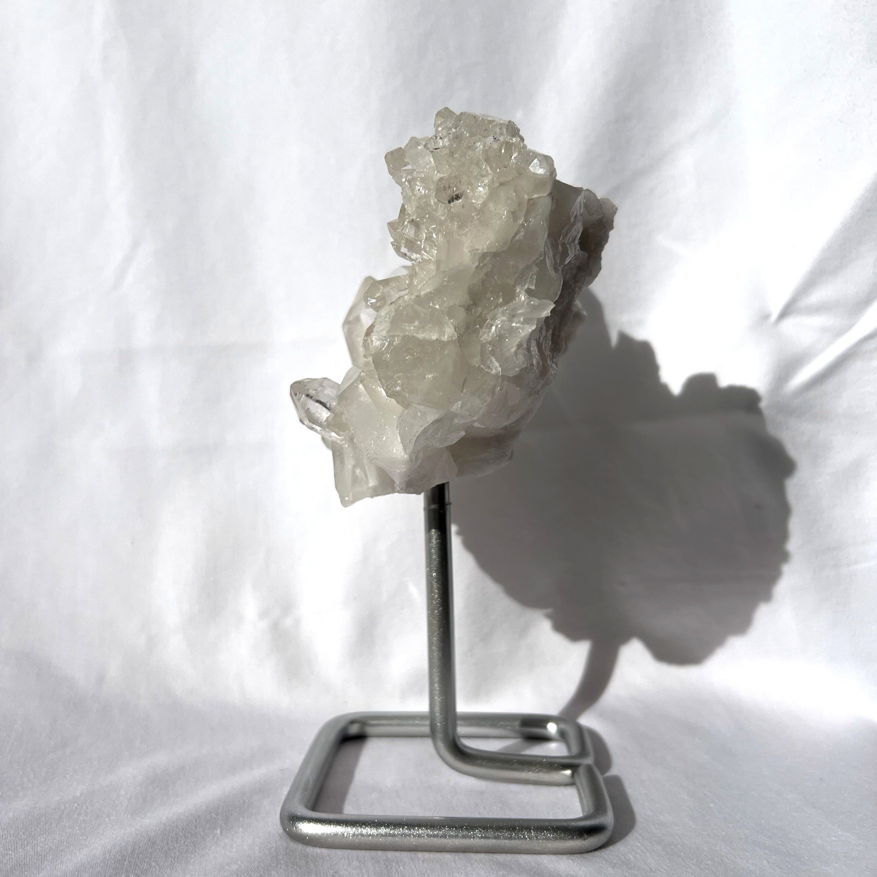 Clear Quartz Cluster on Silver Stand